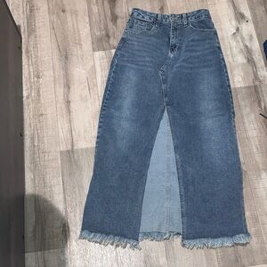 Flying Tomato Blue Denim Maxi Skirt